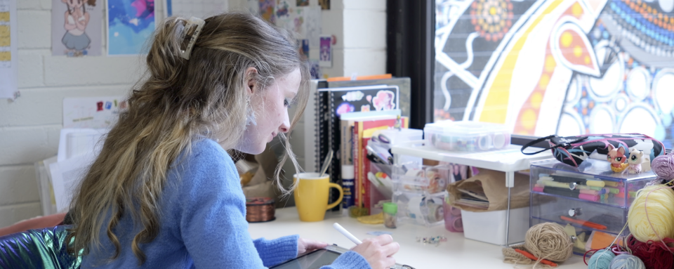 Student working at desk